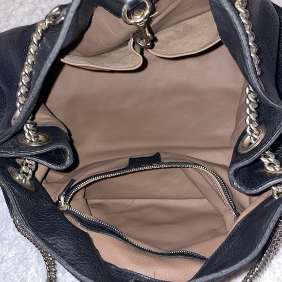 Gucci Interlocking G Soho Chain Large Shoulder Bag Purse Black Rare all Leather - Picture 14 of 17